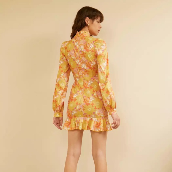 Retro Floral Ruffle Hem Mini Dress - Picture 7 of 11